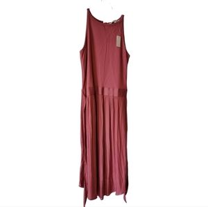 Loft Pink midi dress with tie in back NWT‎